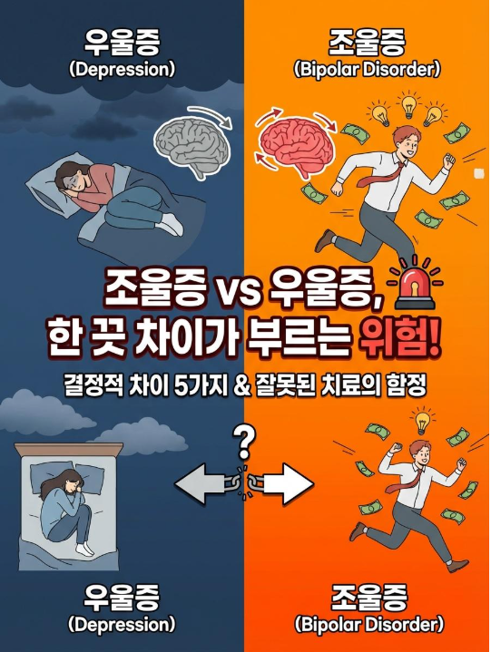 조울증과 우울증 차이 5가지 (양극성 장애 구분법 총정리)