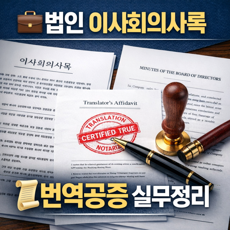  [법원 양식]법인 이사회의사록 번역공증 공동대표 각자대표 출석 실무 정리