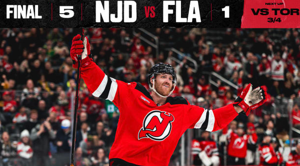  2026 NHL, 뉴저지 5-1 대승: 잭 휴즈 2어시스트와 30승 달성
