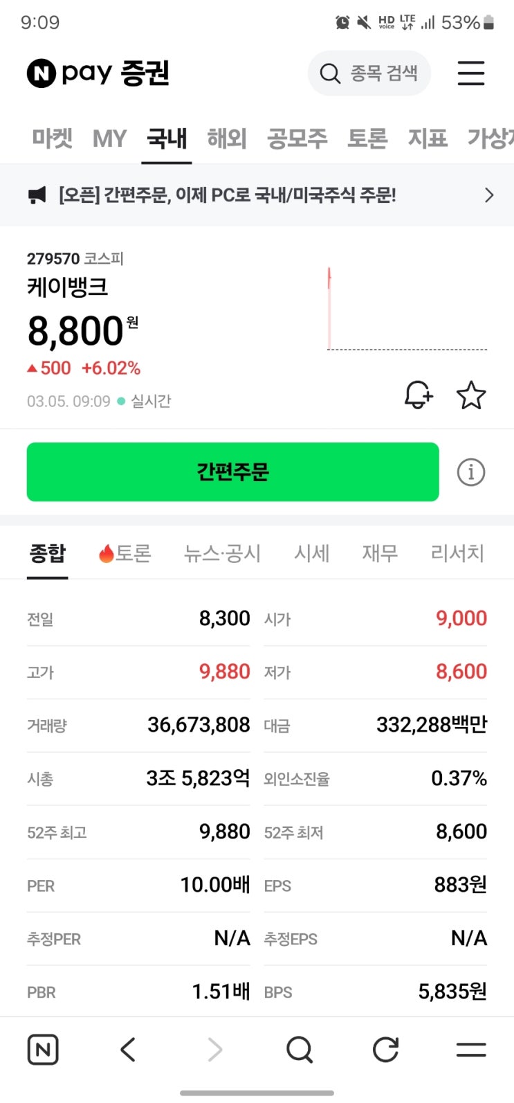  케이뱅크 상장
