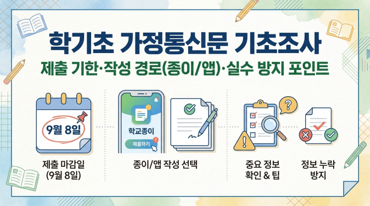  학기초 가정통신문 기초조사: 제출 기한·작성 경로(종이/앱)·실수 방지 포인트