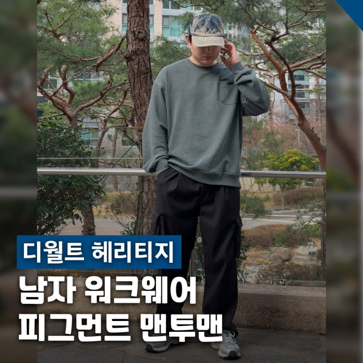  남자 워크웨어 맨투맨 추천: 디월트헤리티지 피그먼트 스웻셔츠