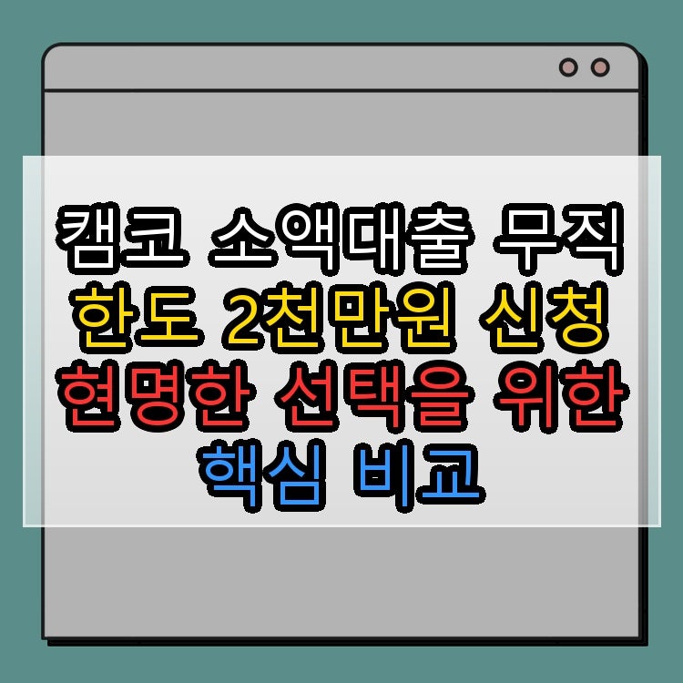캠코 소액대출 한도 무직 2천만원 신청 현명한 선택을 위한 핵심 비교
