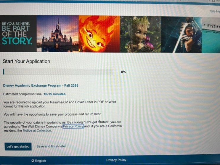 디즈니 인턴십 후기-2. 디즈니 지원서, 레쥬메, 커버레터 작성(resume, coverletter)