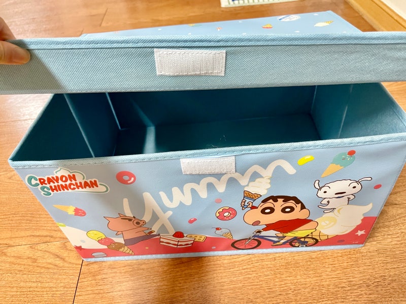 다이소 짱구 덮어쓰는 접이식 수납함 짱구 스윙 휴지통 흰둥이 재고 구매후기