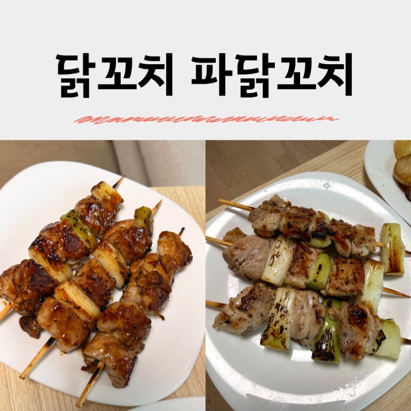 안주 요리 | 닭꼬치 파닭꼬치 닭다리살 소금구이 데리야키 소스 레시피 (프라이팬 활용)