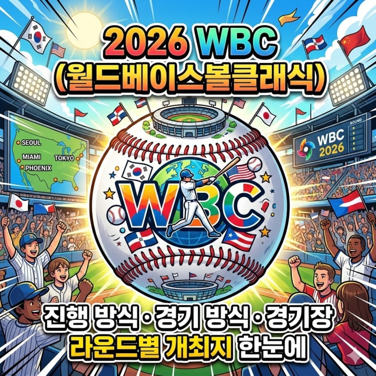  2026 WBC(월드베이스볼클래식) 진행 방식 총정리 | 경기 방식·경기장·라운드별 개최지 한눈에