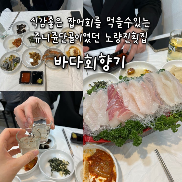  내돈내산 | 통영직송 자연산 식감좋은 잡어회를 먹을수있고 밑반찬이 한가득 나오는 노량진횟집 “바다회향기”