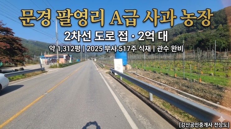   문경 사과의 시초지 팔영리, 2억 8천대 실속형 사과농장 매매