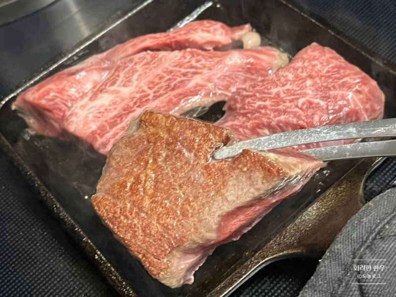 [내돈내산] 마블링 예술! 화려한우 살치등심과 롯지 주물팬 후기