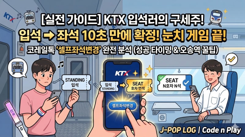 [KTX 꿀팁] KTX 입석 표 샀다면 무조건 보세요! 코레일톡 '셀프좌석변경' 기능 소개