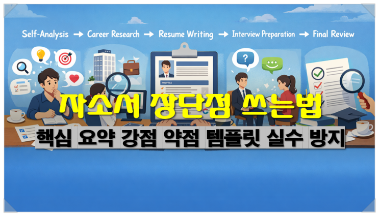  자소서 장단점 쓰는법 핵심 요약 강점 약점 템플릿 실수 방지
