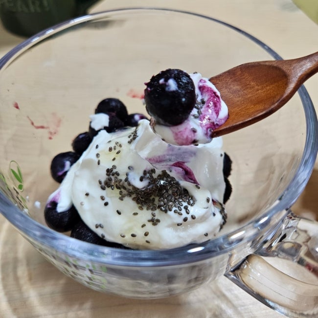 치아씨드 그릭요거트 먹는법, 블루베리랑 먹어보니 괜찮네요