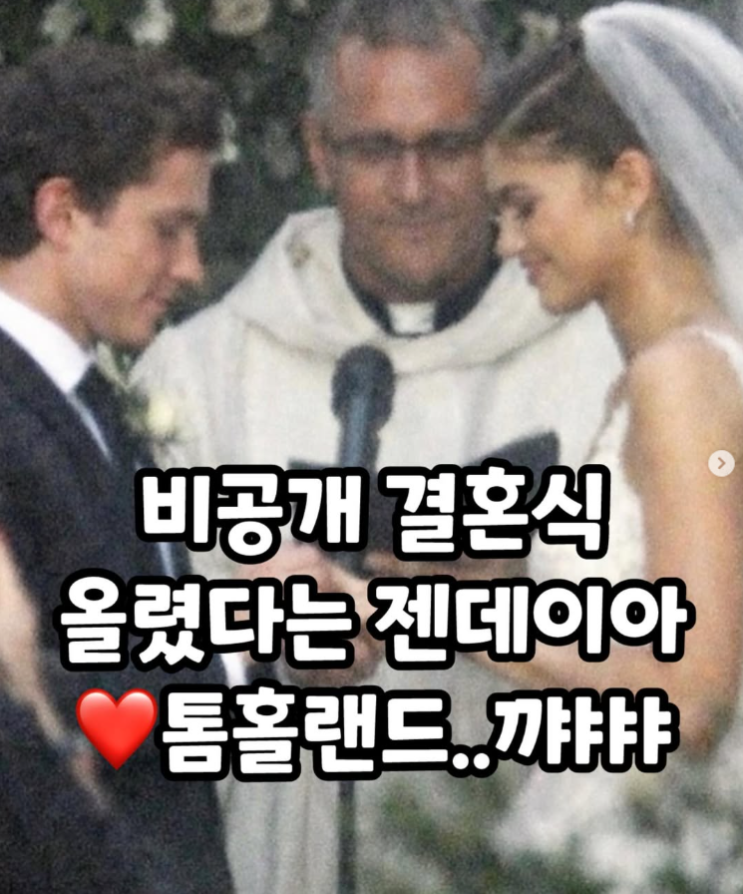  비공개 결혼식 올렸다는 젠데이아️톰홀랜드
