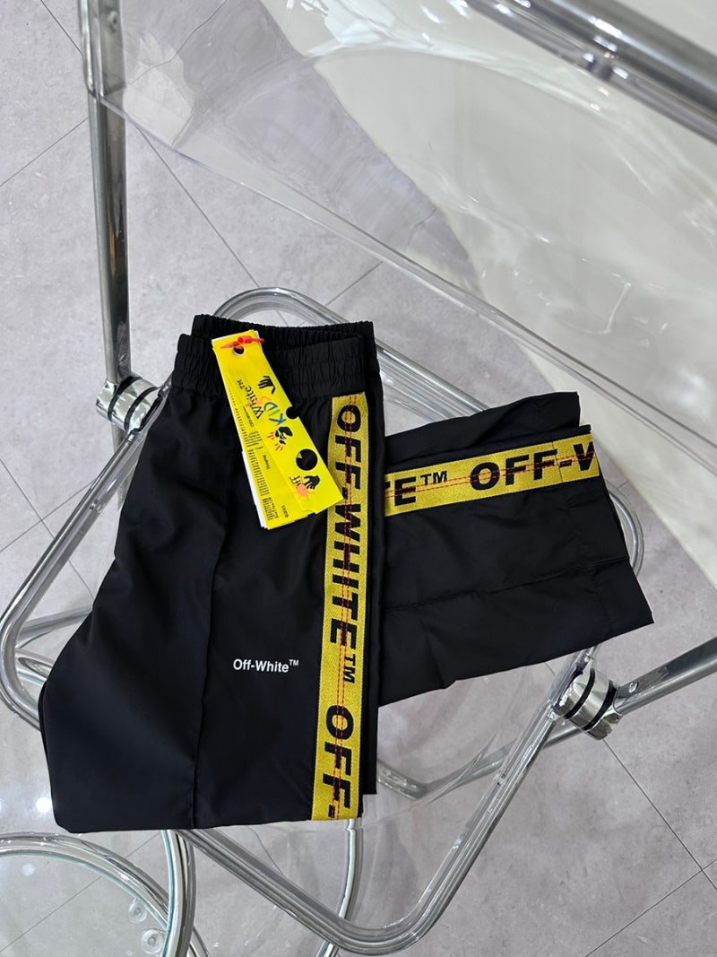 오프화이트 키즈 우븐 팬츠 OBCJ006S23FAB001 블랙 12A