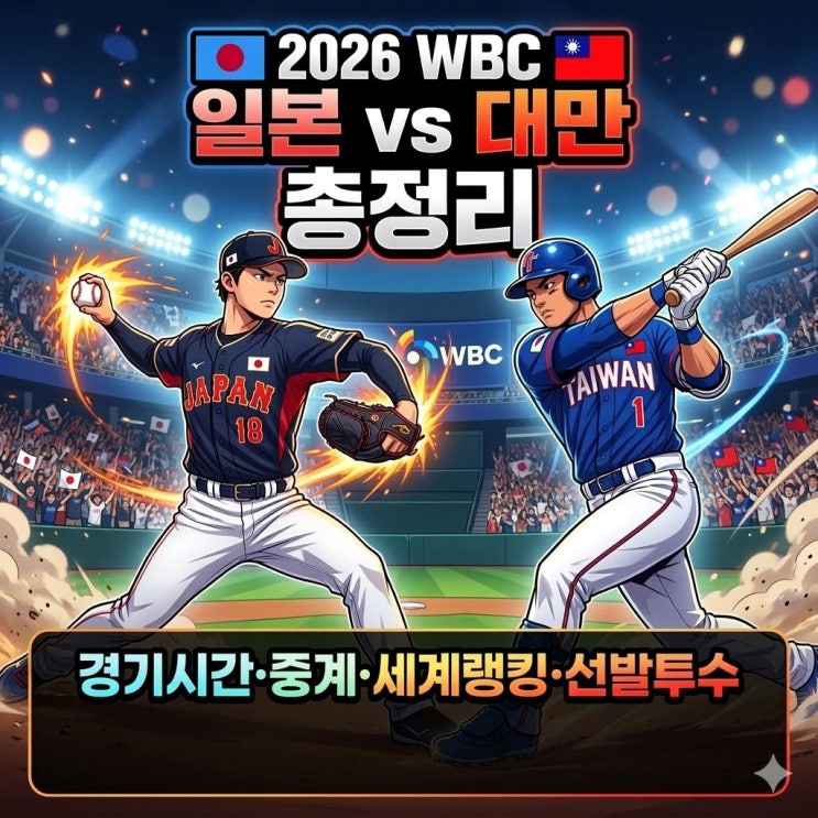  2026 WBC 일본 vs 대만 총정리 | 경기시간·중계·세계랭킹·선발투수