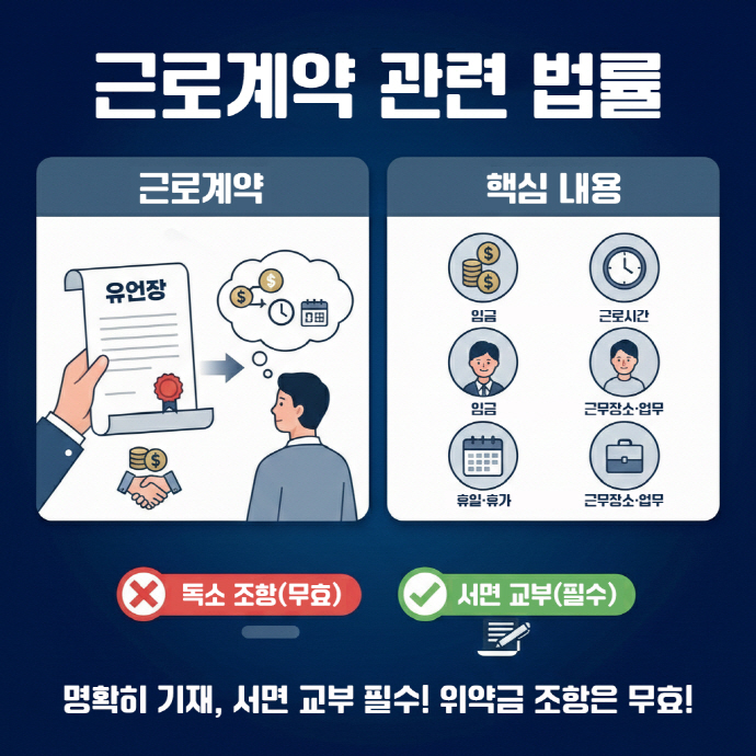 [생활법률] 근로계약서 작성법 및 필수 항목 (최저임금·위약금금지 정리)