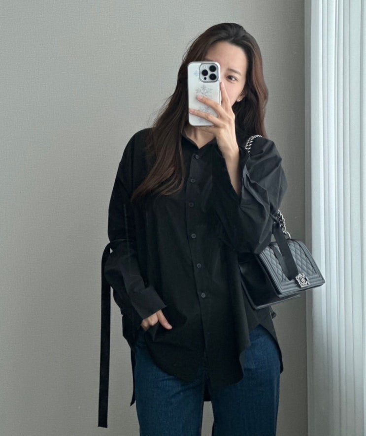  리비 셔츠 블라우스, 봄 셔츠 코디, 리본 풀오버 셔츠