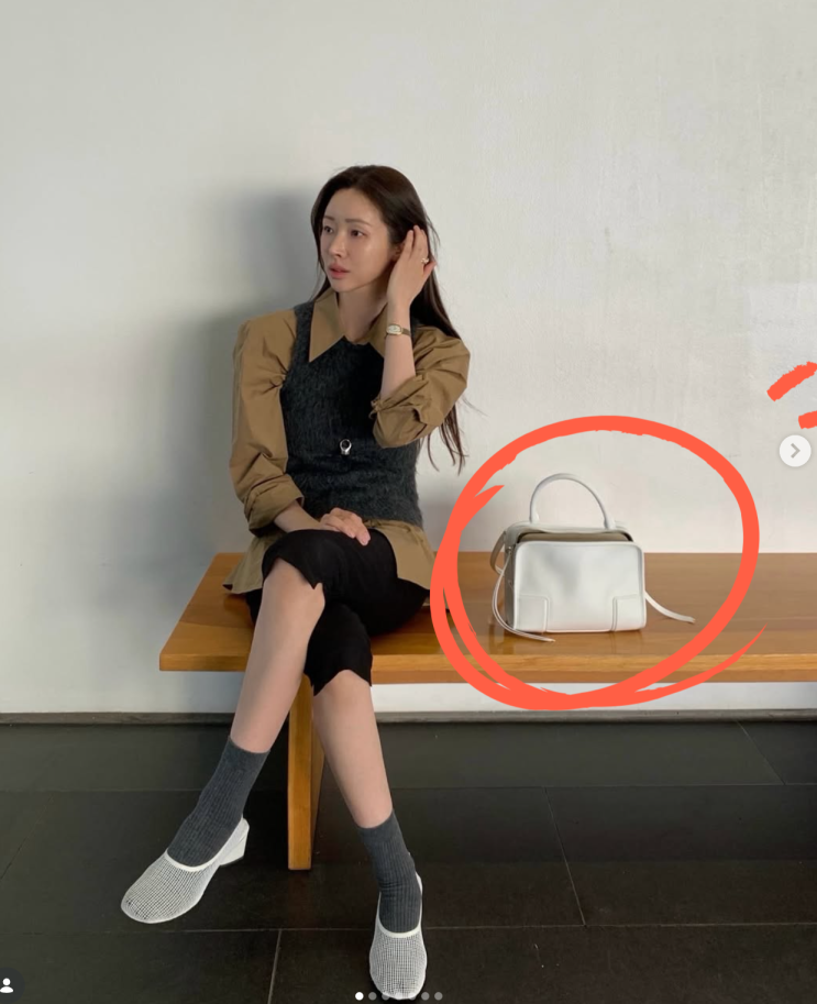  가죽에 골덴? 차정원, 로에베 명품백 화제