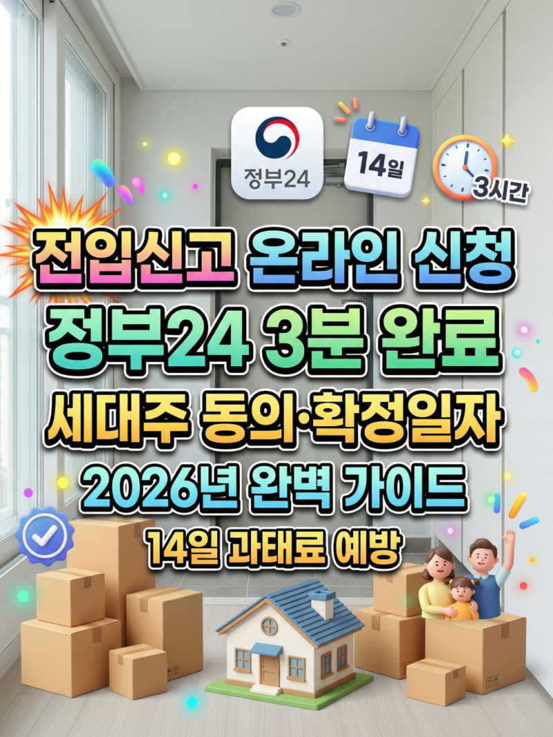 2026 전입신고 온라인 신청방법 정부24 처리시간 세대주동의 확정일자 과태료 완벽정리