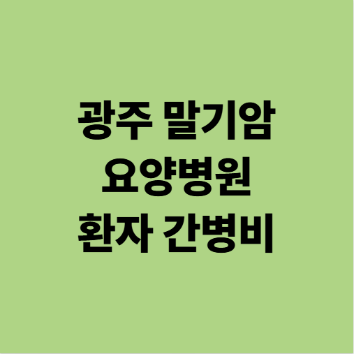  광주 말기암 요양병원 암 전이 환자 입원 한 번에 정리