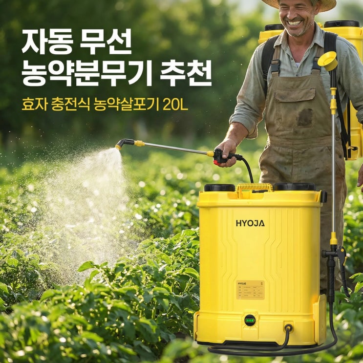  자동 무선 농약분무기 추천 효자 충전식 농약살포기 20L 부품(노즐, 호스 등) 포함