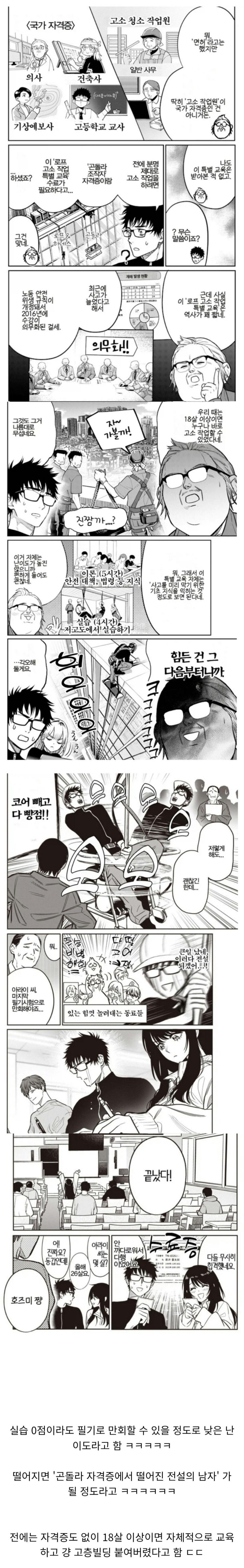  일본 고소 작업을 위한 곤돌라 조격 자격증 따는 난이도.manhwa
