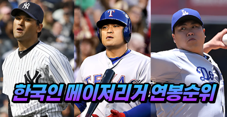  한국인 메이저리거 누적 연봉 TOP5