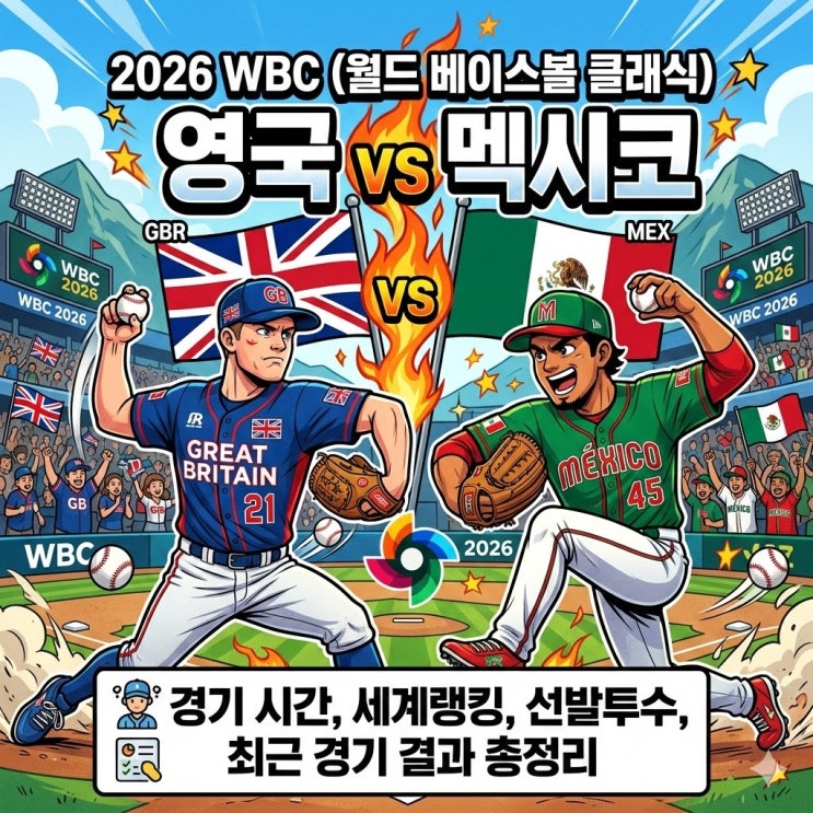  2026 WBC 영국 vs 멕시코 총정리 | 경기시간·중계·세계랭킹·선발투수·최근 흐름