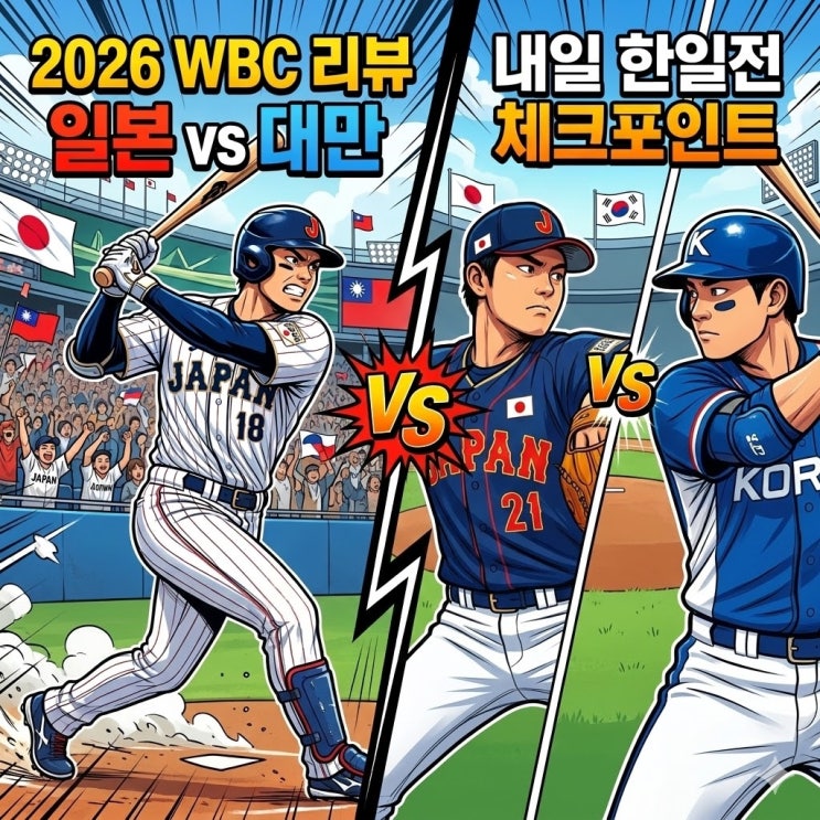  2026 WBC 일본 vs 대만 리뷰 | 일본 선수 기록, 내일 월드 베이스볼 클래식 한일전 체크포인트 정리