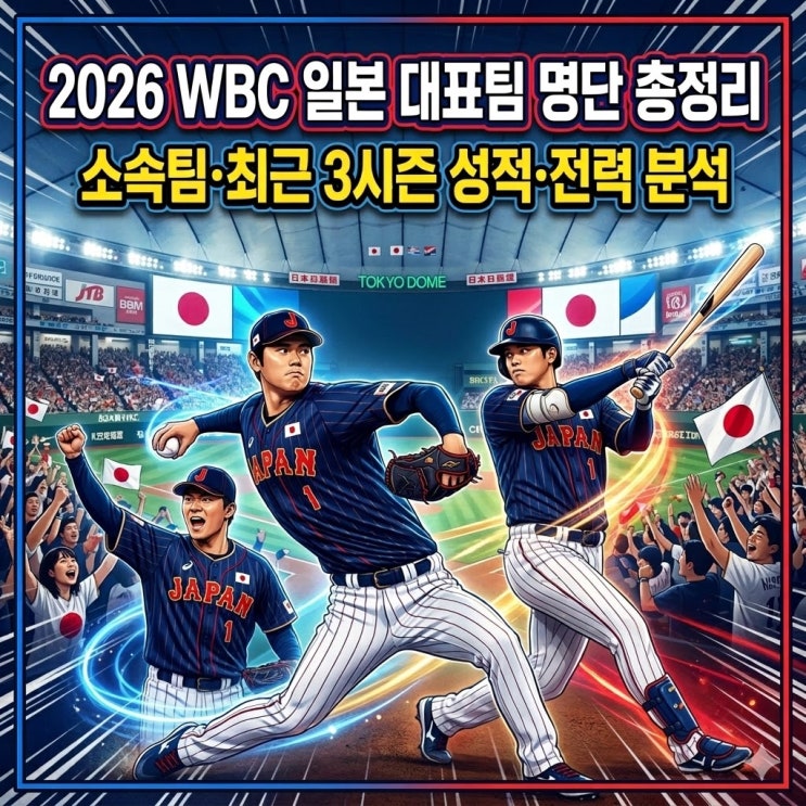  2026 WBC 일본 대표팀 명단 총정리 | 소속팀·최근 3시즌 성적·전력 분석