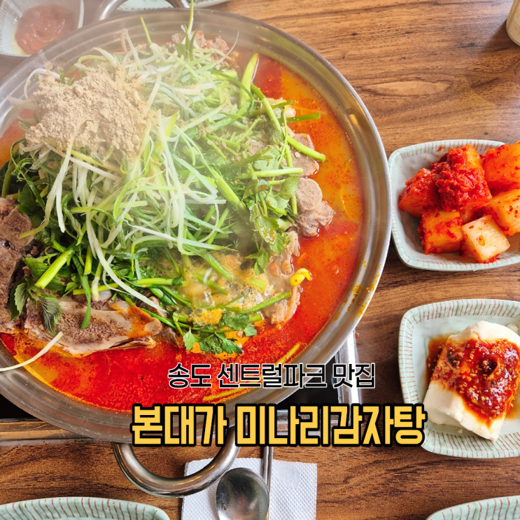  인천 센트럴파크 송도 맛집 감자탕 본대가 미나리감자탕 대자 먹고온 후기