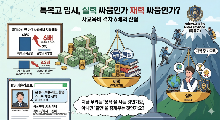  특목고 입시, 실력 싸움인가 재력 싸움인가? 사교육비 격차 6배의 진실