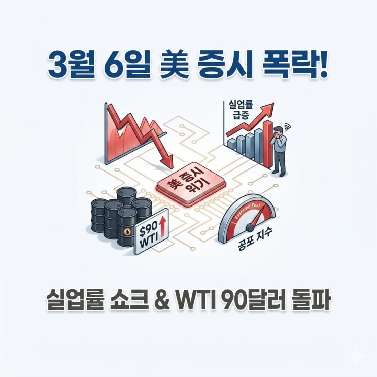  3월 6일 미국 증시 변동성 확대 분석: 실업률 지표와 WTI 유가 추이가 주는 메시지