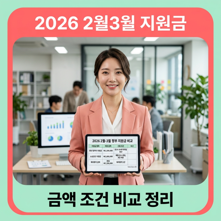  2026 2월3월 지원금 금액 조건 비교 정리
