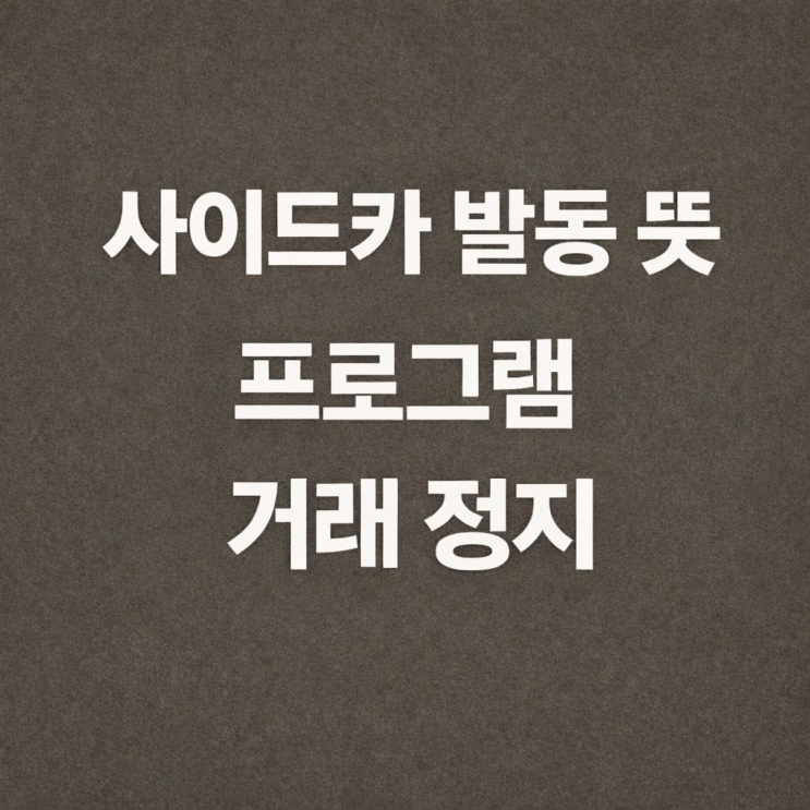 사이드카 뜻·발동 기준｜매수·매도 5분 거래 정지