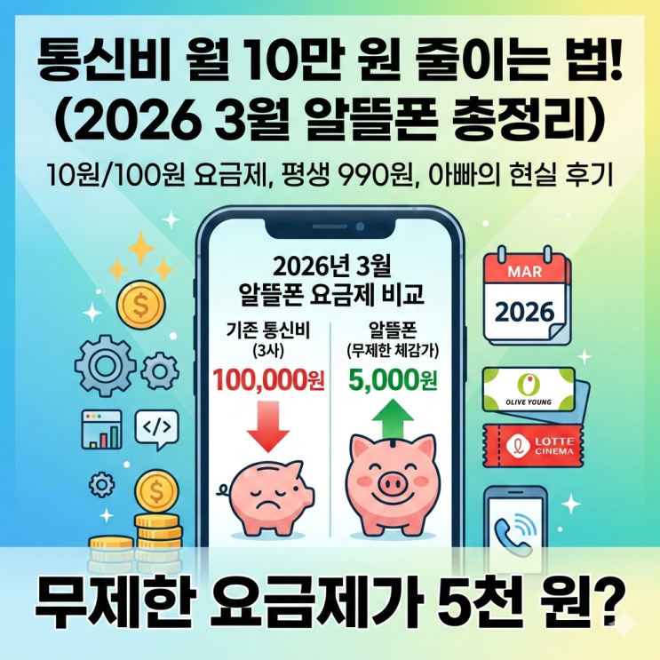  2026년 3월 알뜰폰 요금제 비교 개통, 통신비 10만 원 줄인 아빠의 현실 후기