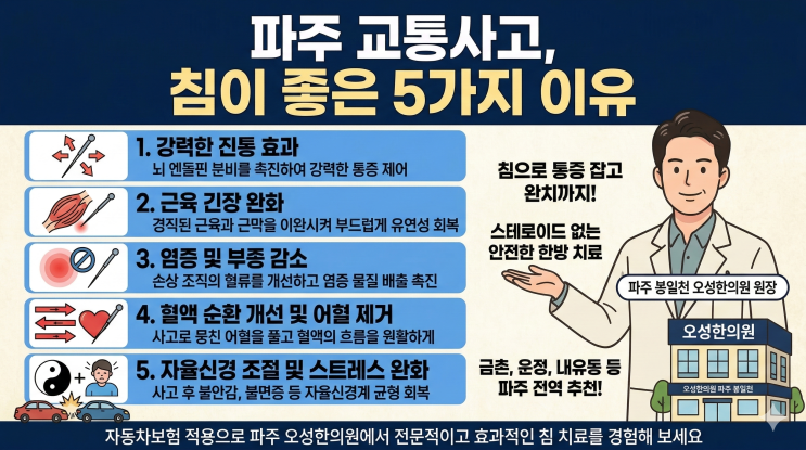  파주 봉일천한의원 교통사고 침이 좋은 이유와 통증 제어 기전