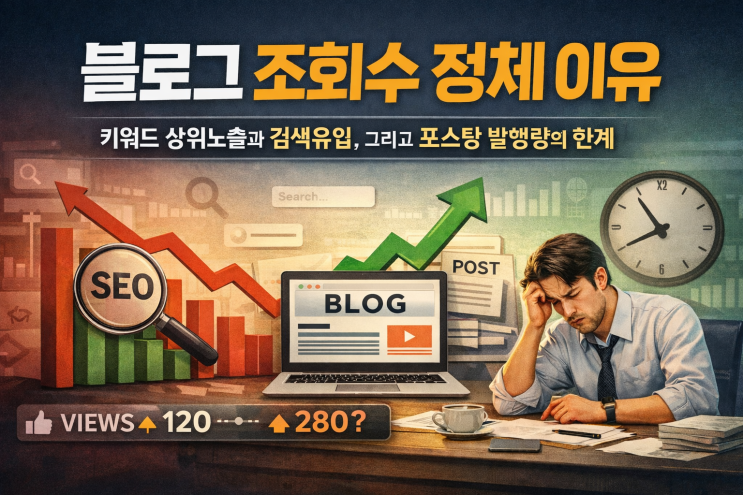  블로그 조회수 정체 이유, 키워드 상위노출과 검색유입 그리고 포스팅 발행량의 한계