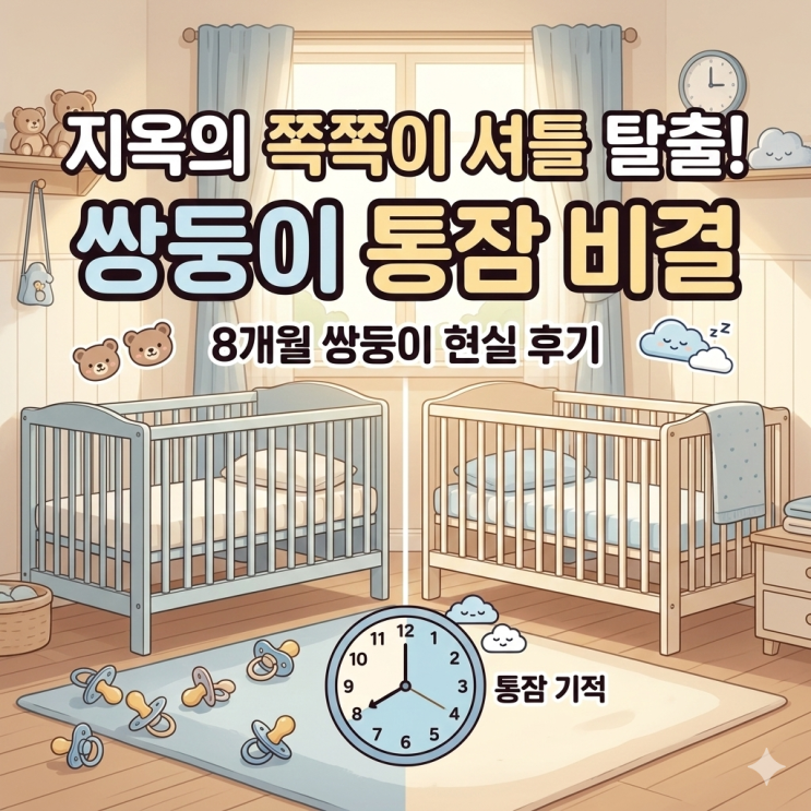  생후 8개월 쌍둥이 수면교육 성공 후기, 지옥의 쪽쪽이 셔틀 탈출기