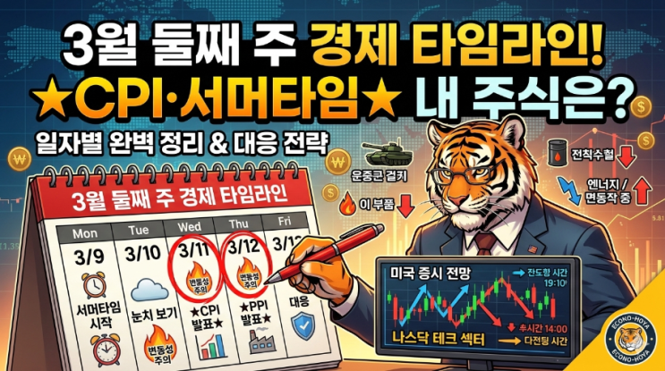  [주간 증시 전망] 3월 둘째 주 경제 일정 타임라인! CPI 발표와 서머타임, 내 주식은?