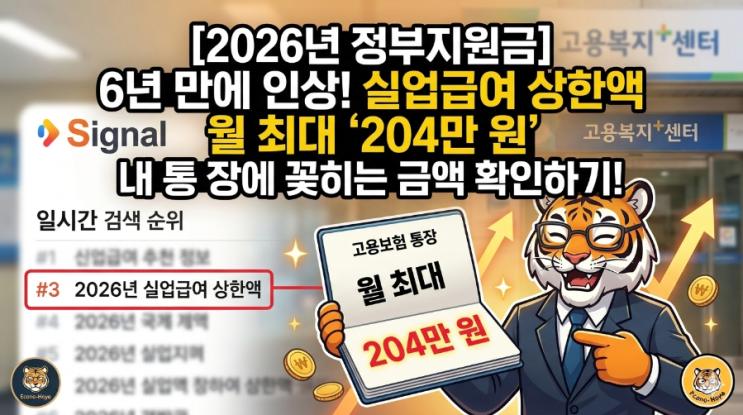  [정부지원금 꿀팁] 2026년 실업급여 상한액 6년 만에 인상! 한 달에 얼마 받을까? (ft. 하한액 역전 현상)