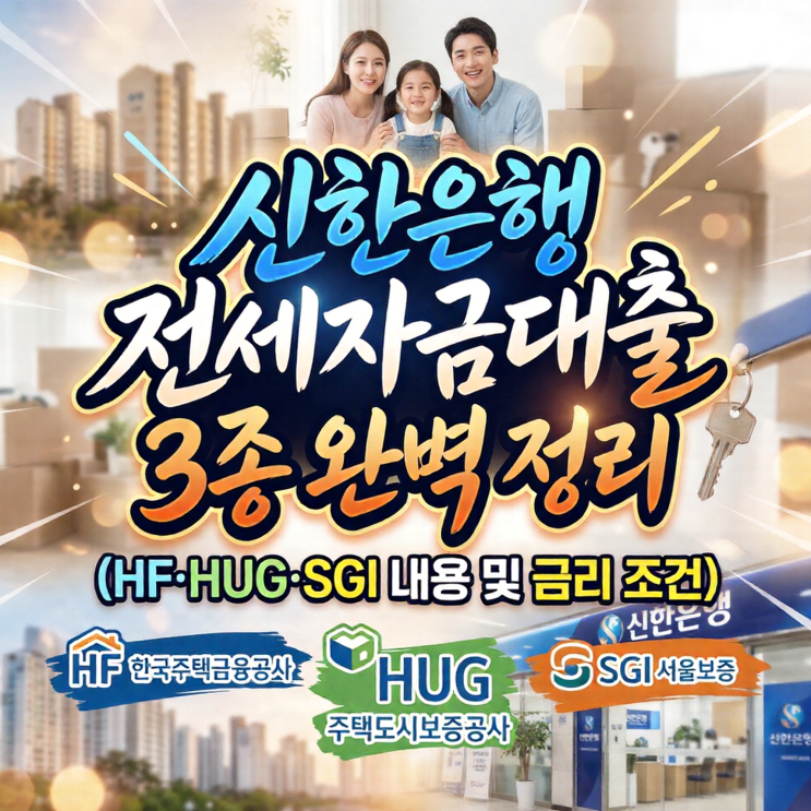  신한은행 전세자금대출 3종 완벽 정리 (HF·HUG·SGI 내용 및 금리 조건)