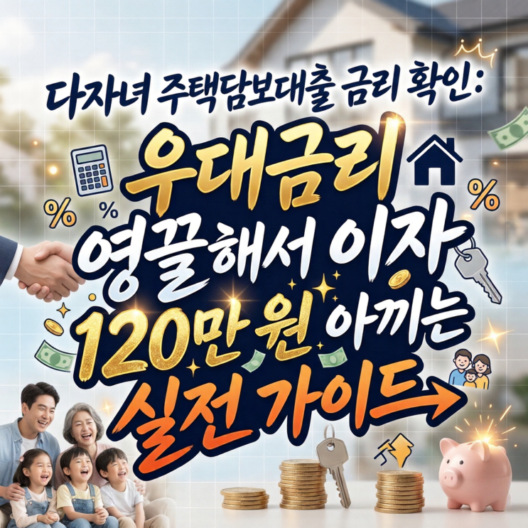  다자녀 주택담보대출 금리 확인: 우대금리 영끌해서 이자 120만 원 아끼는 실전 가이드