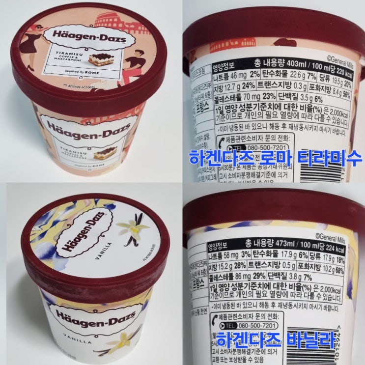  매우 익숙한 맛 하겐다즈 로마 티라미수 아이스크림 / 진하고 쫀득한 하겐다즈 바닐라 아이스크림