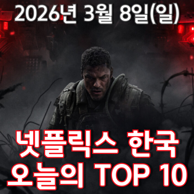  [3월 8일] 넷플릭스 한국 TOP 10 - '콘크리트 유니버스'를 뛰어넘은 '전쟁 기계'의 위력
