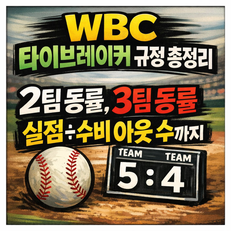  WBC 타이브레이커 규정 총정리 | 2팀 동률, 3팀 동률, 실점÷수비 아웃 수까지 쉽게 설명(WBC 동률 규칙)