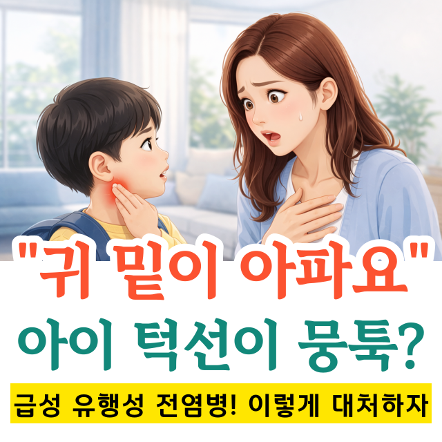 아이 귀 밑이 부었는데 '중이염' 인가요? 봄철 유행하는 볼거리 주의! 광주이비인후과