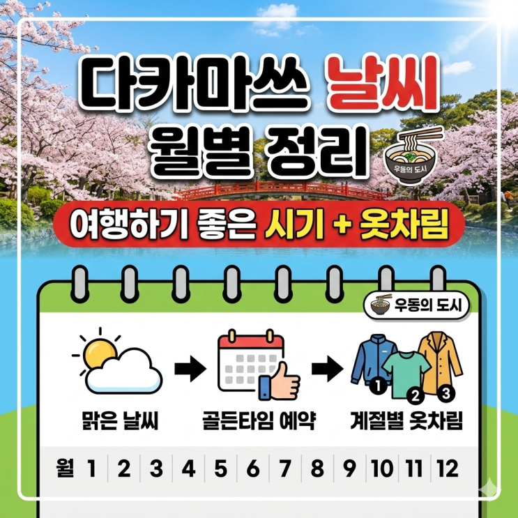 다카마쓰 날씨 월별 정리 (여행하기 좋은 시기 + 옷차림)
