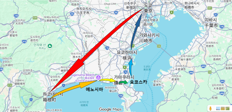  일본지도 여행, 가마쿠라 위치와 도쿄 근교 해안 루트 총정리